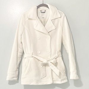 J2 by Jou Jou Double-Breasted Fleece Pea Trench Coat Size Large